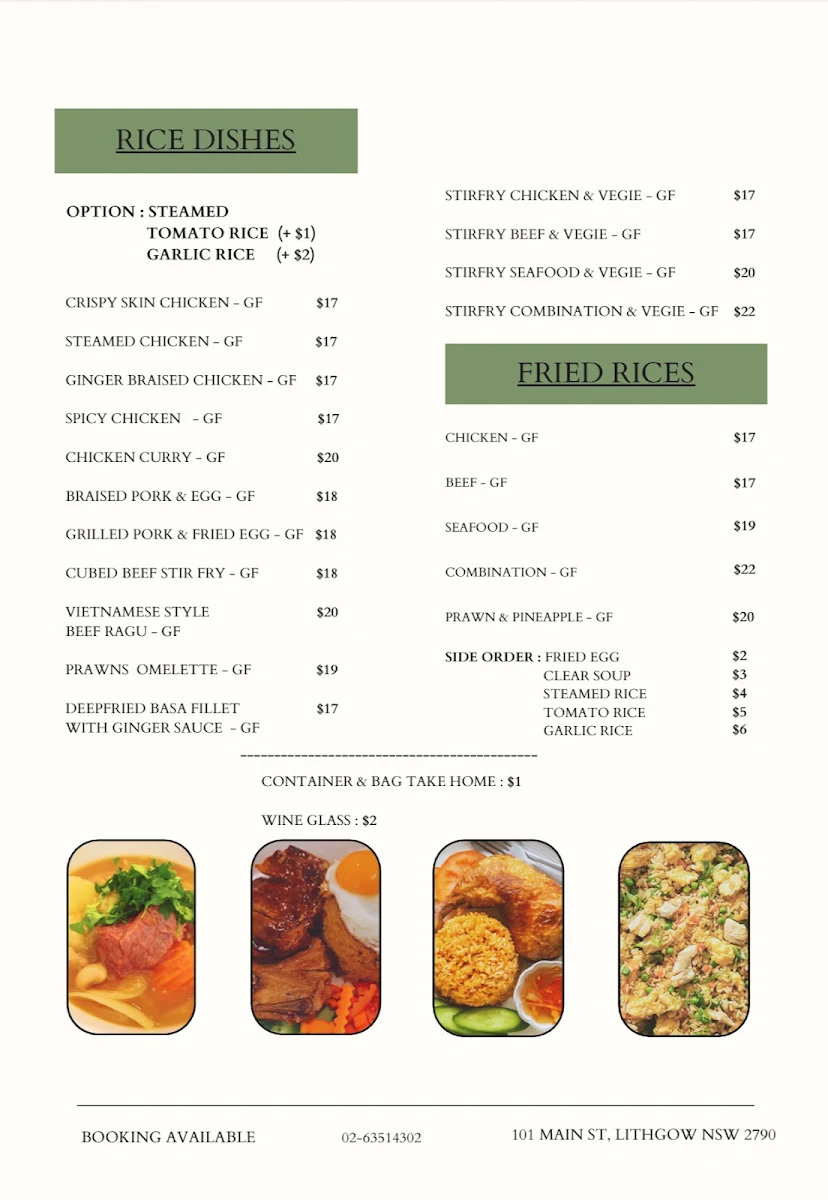 Menu, PHO 68 QUAN