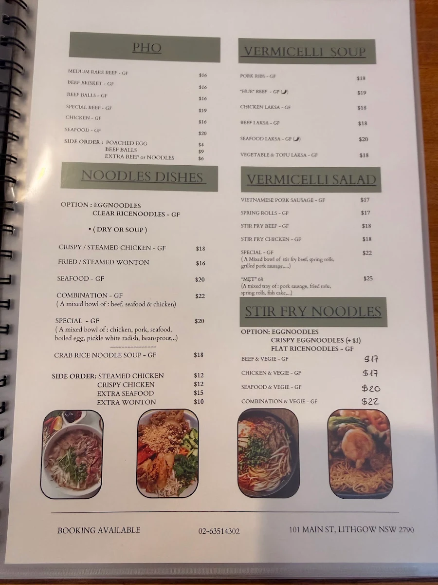 Menu, PHO 68 QUAN
