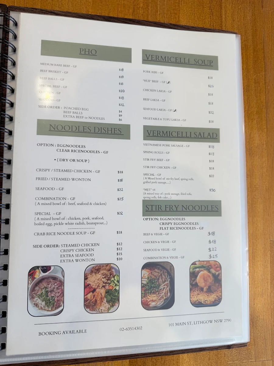 Menu, PHO 68 QUAN