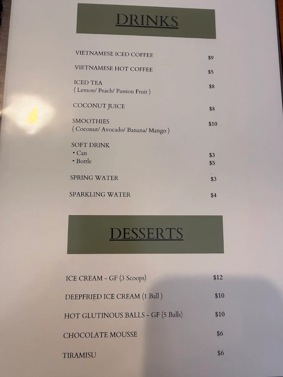 Menu, PHO 68 QUAN
