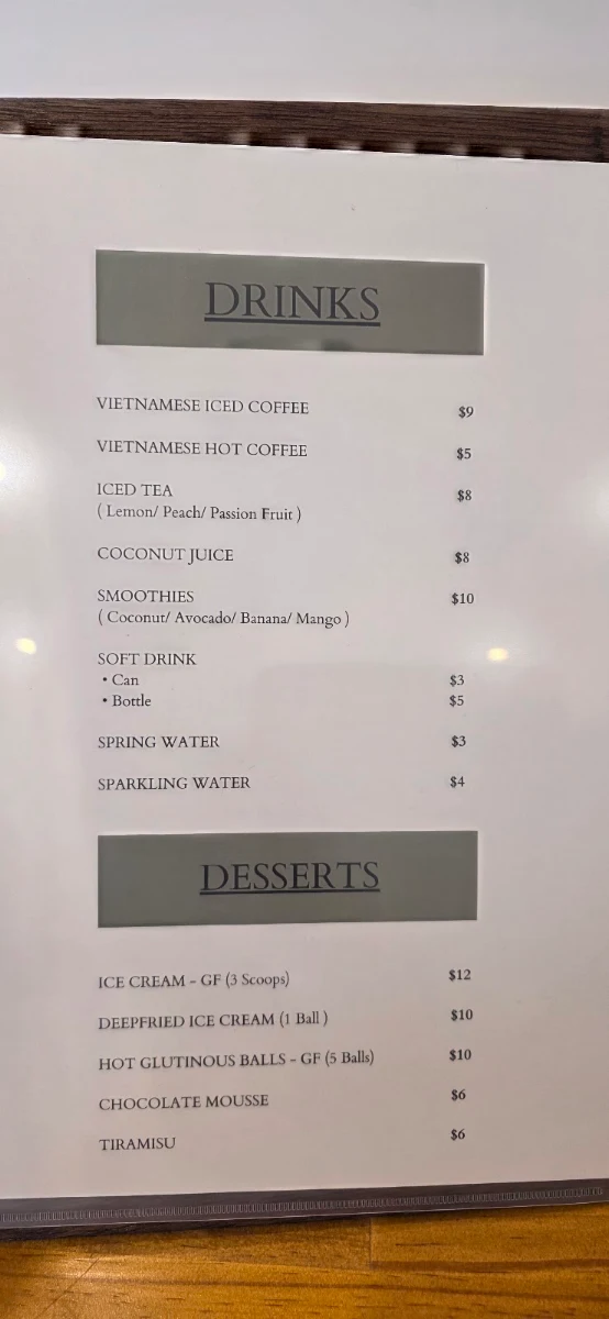 Menu, PHO 68 QUAN