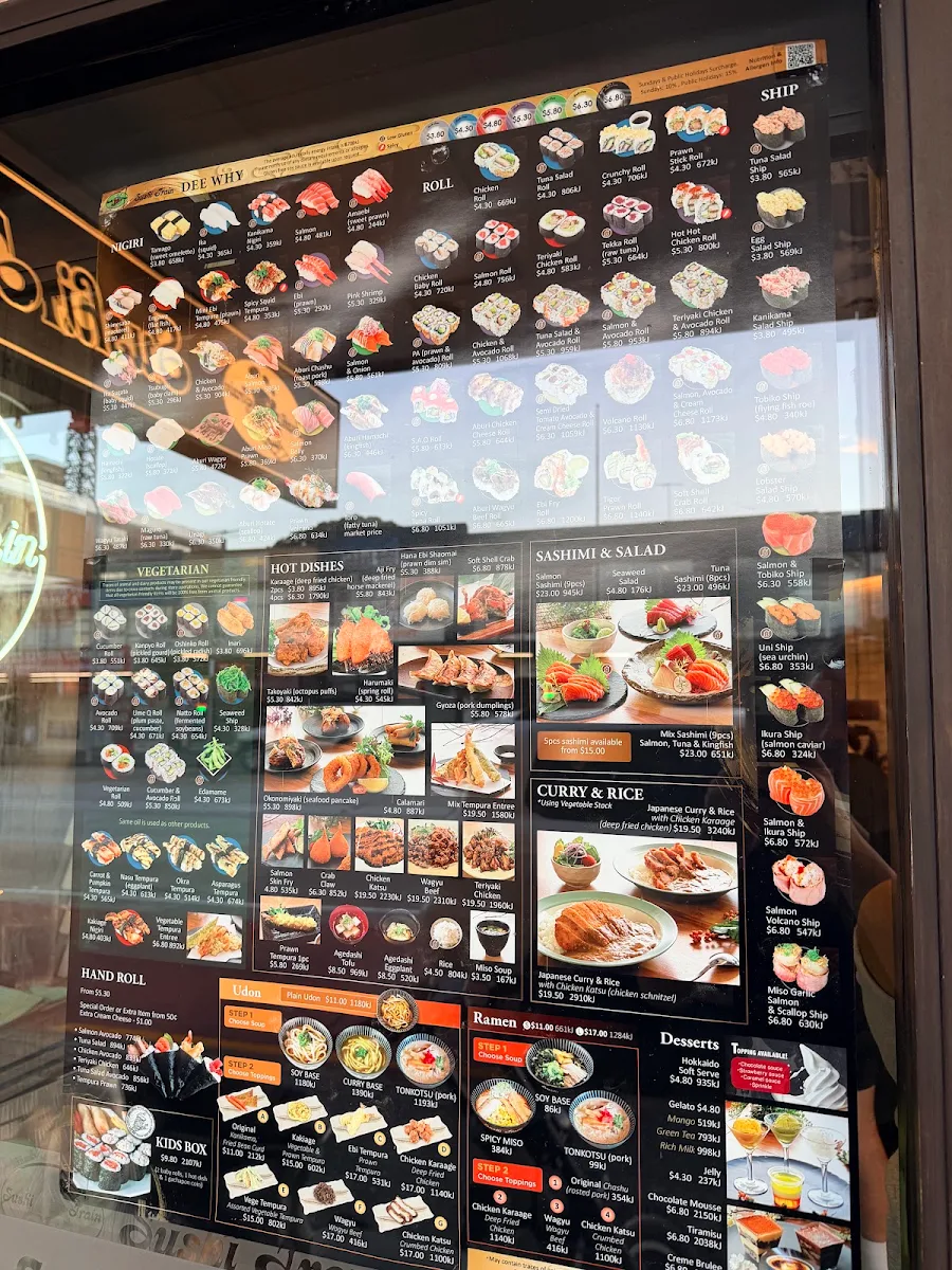 Menu, Sushi Train Dee Why