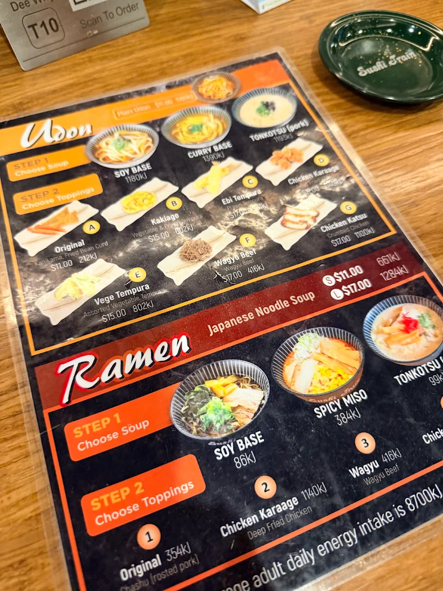 Menu, Sushi Train Dee Why