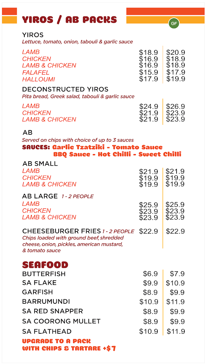 Menu, The Stuffed Chook - Chicken Shop