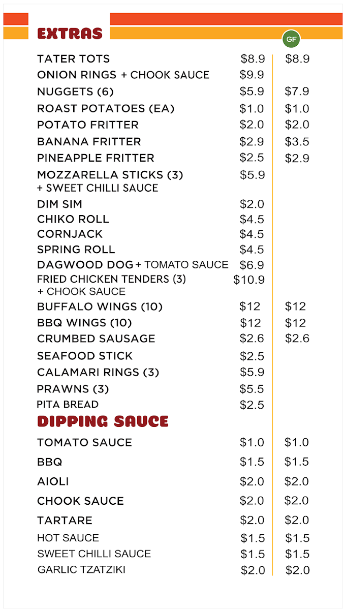 Menu, The Stuffed Chook - Chicken Shop