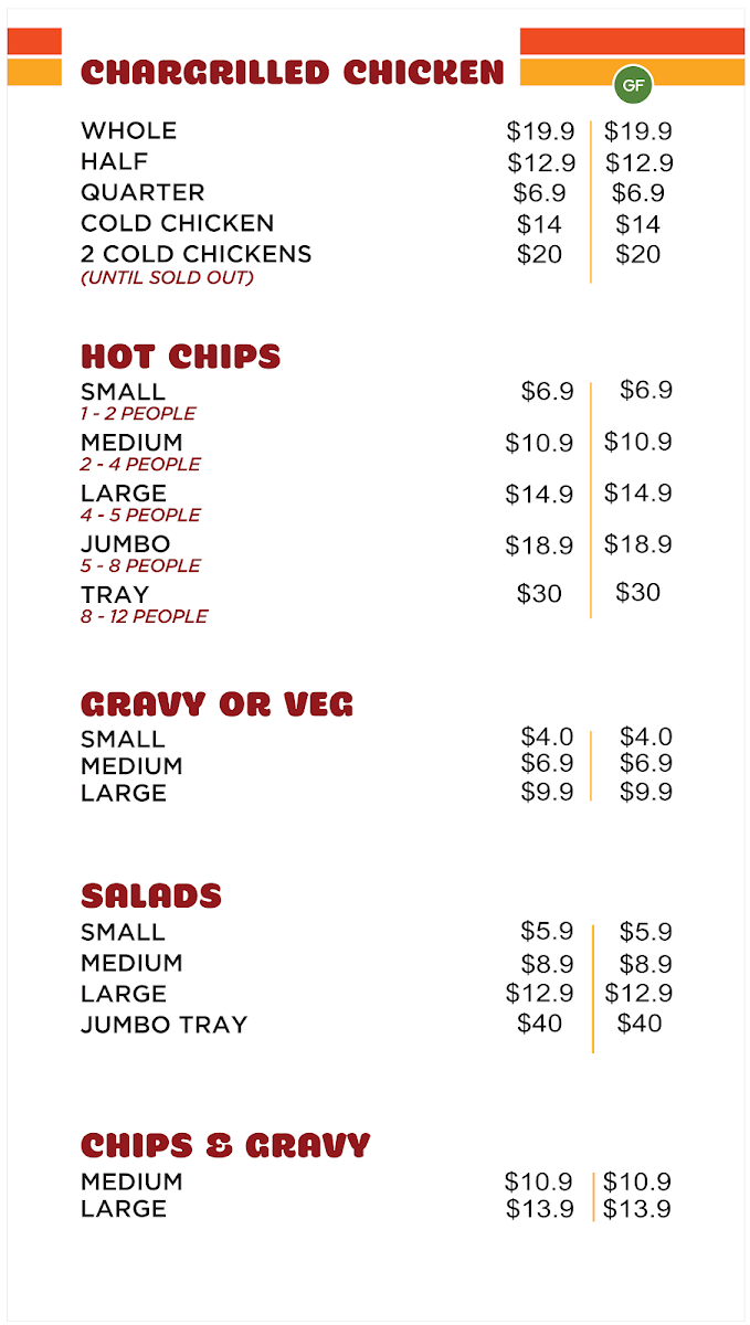 Menu, The Stuffed Chook - Chicken Shop