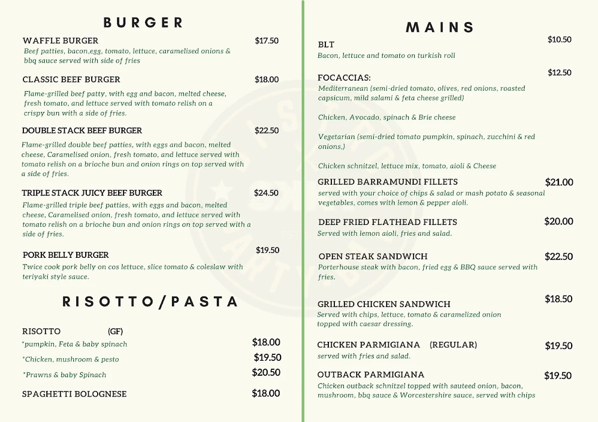 Menu, SKKY Bistro & Party Bar