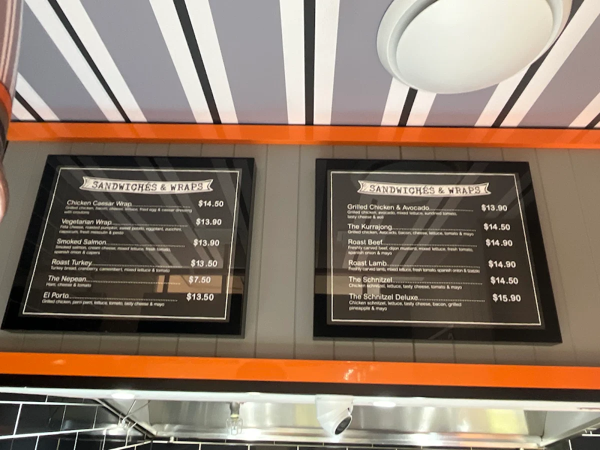 Menu, Cobb & Co Carvery