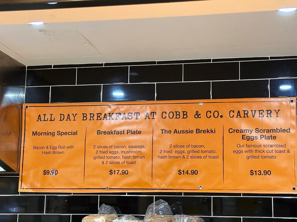 Menu, Cobb & Co Carvery
