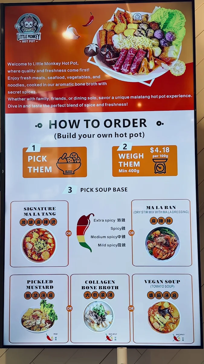 Menu, Little Monkey Hot Pot - Malatang Hot Pot