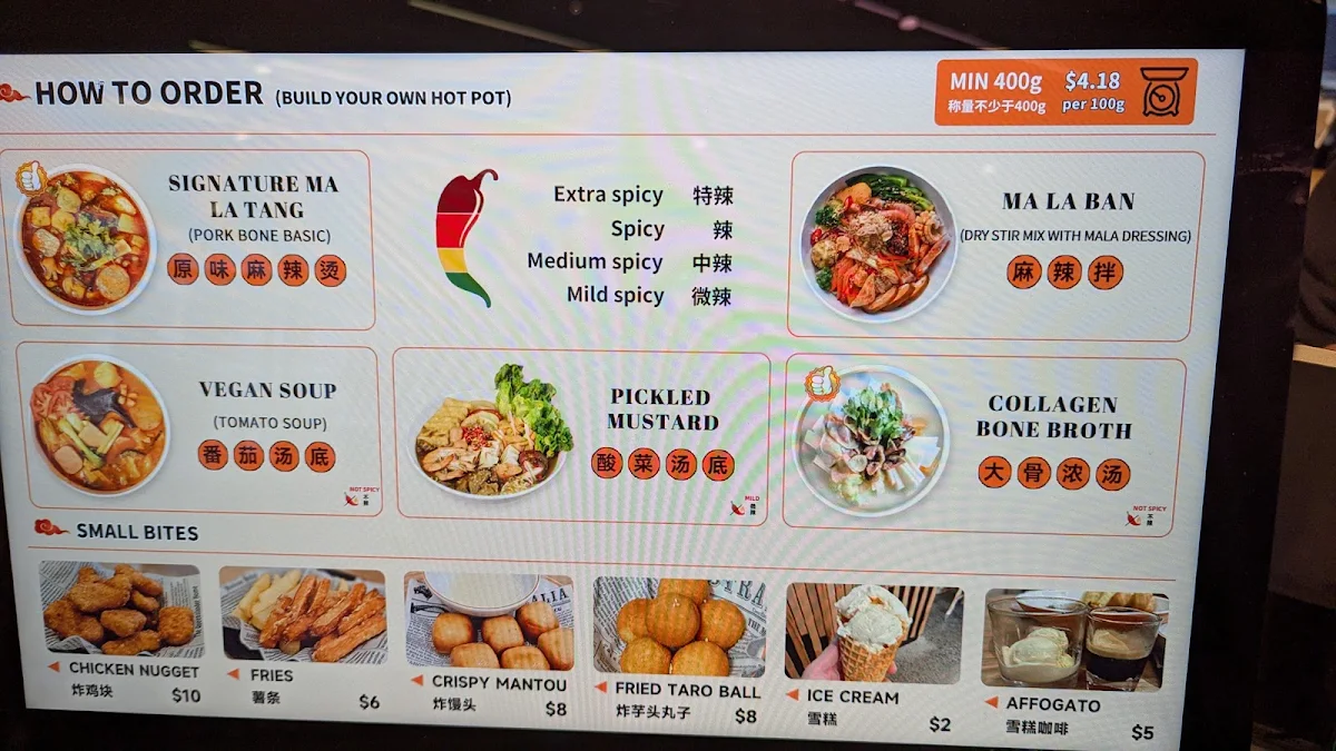 Menu, Little Monkey Hot Pot - Malatang Hot Pot
