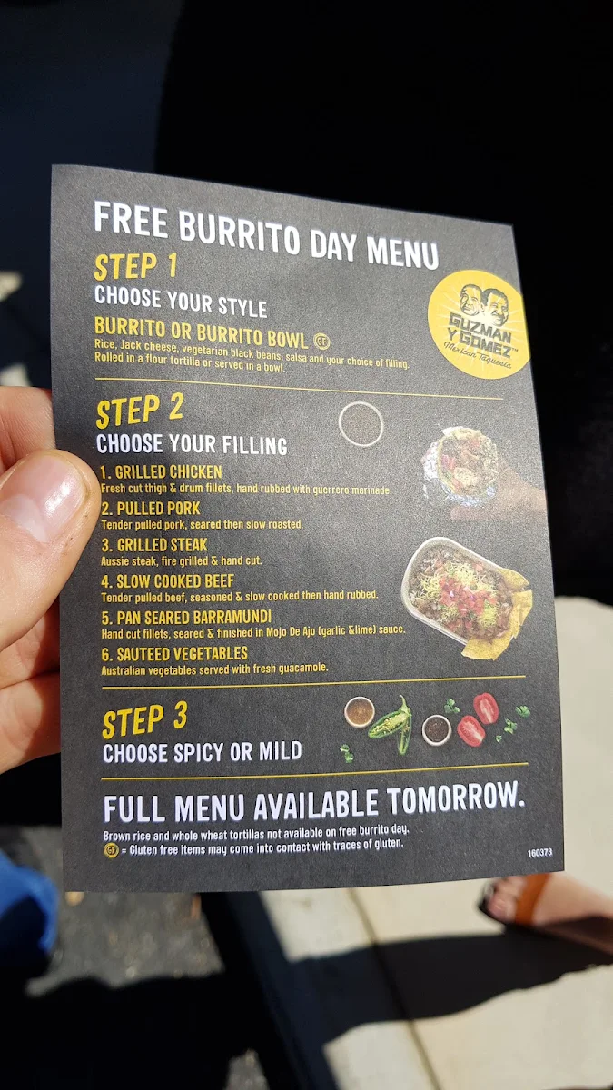 Menu, Guzman y Gomez - Kennington