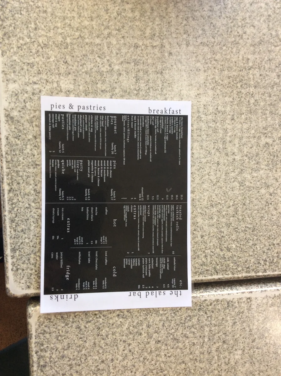 Menu, Bakehouse Boss