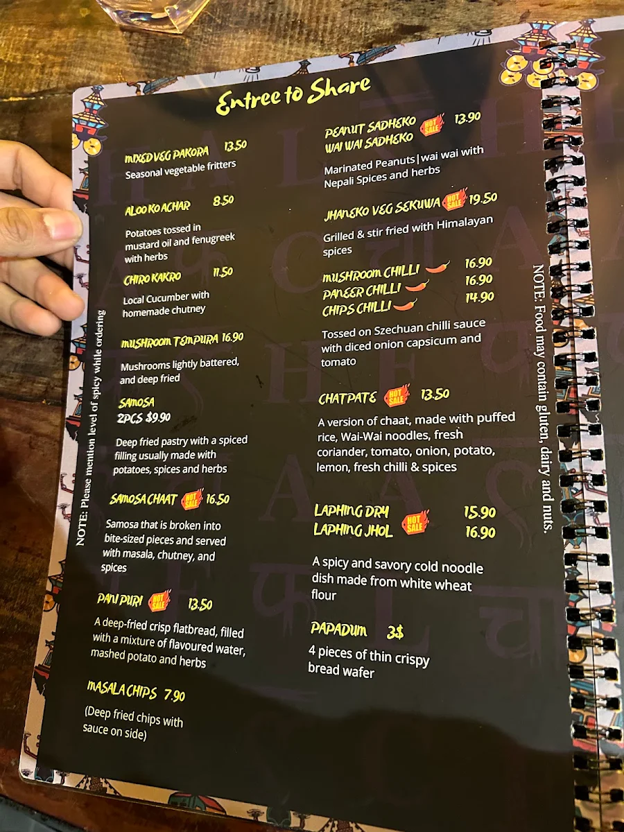 Menu, Falcha Town Hall