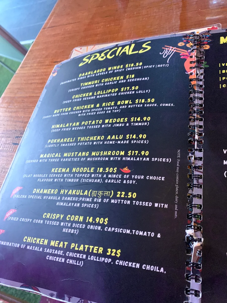 Menu, Falcha Town Hall