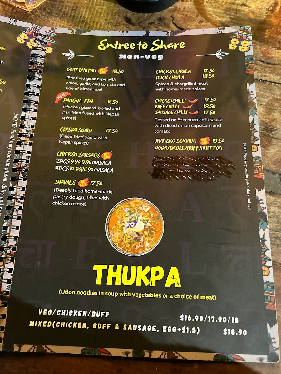 Menu, Falcha Town Hall