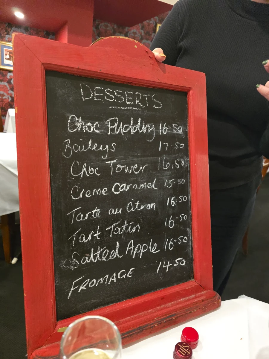 Menu, Chez Pascal French Restaurant