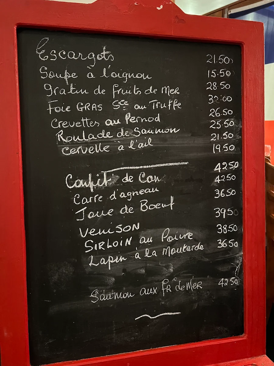 Menu, Chez Pascal French Restaurant