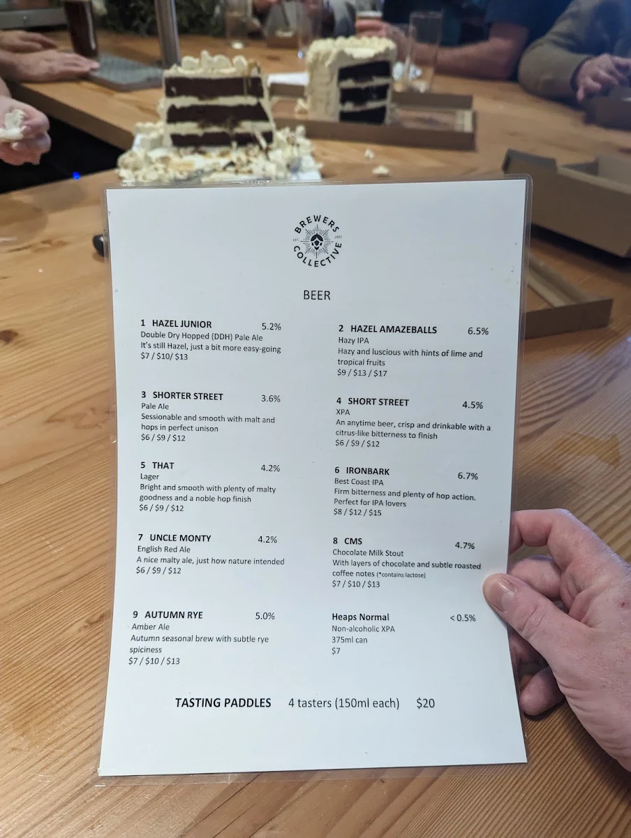Menu, Brewers Collective
