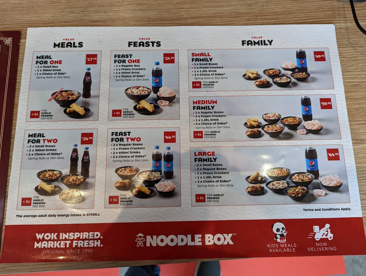 Menu, Noodle Box™ Everton Park