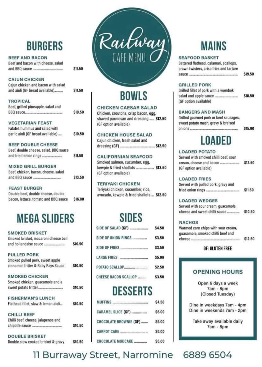 Menu, Imperial Narromine