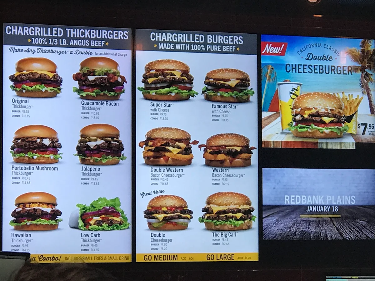 Menu, Carl's Jr. Redbank Plains