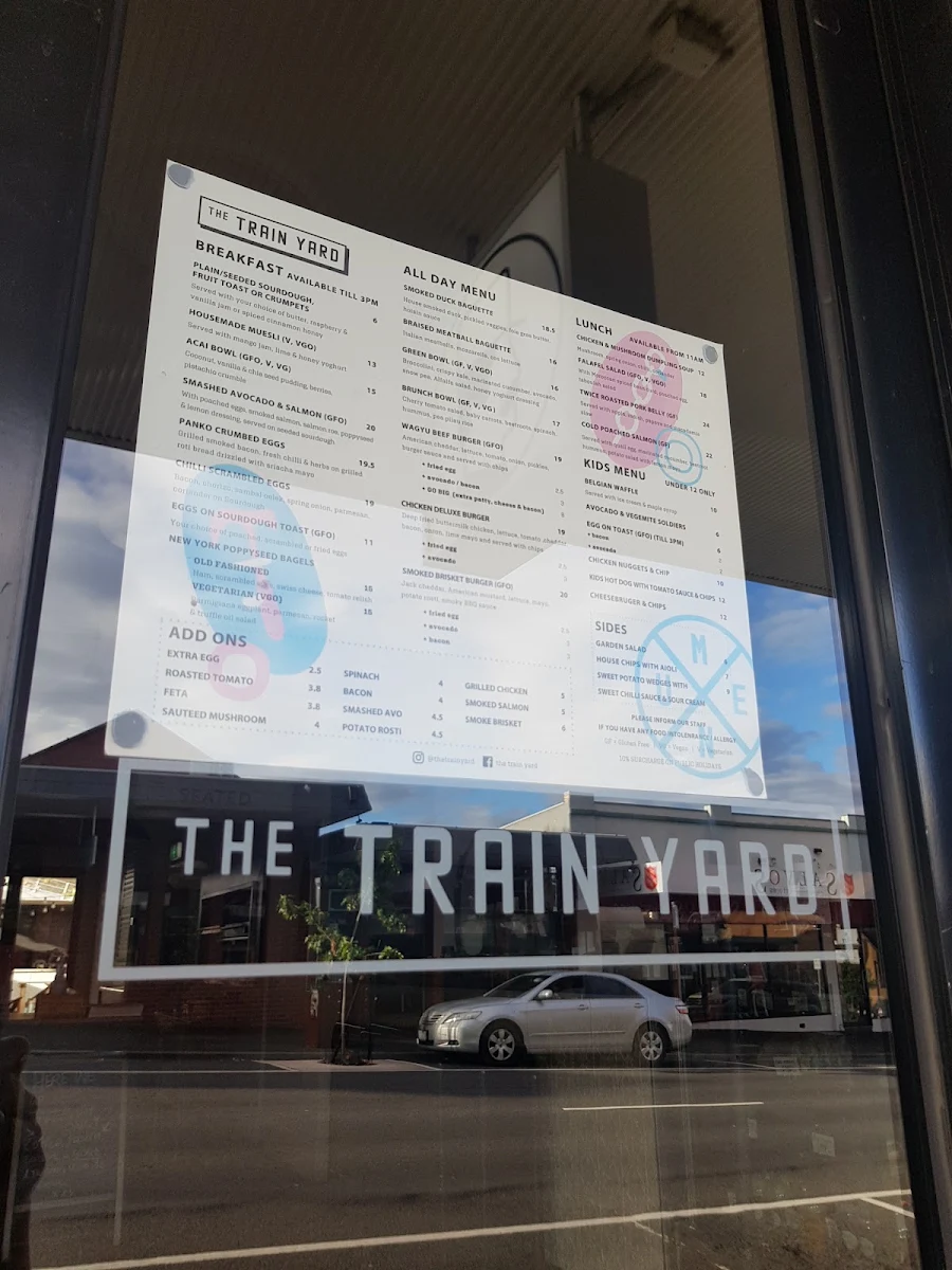 Menu, The Train Yard cafe & Events space