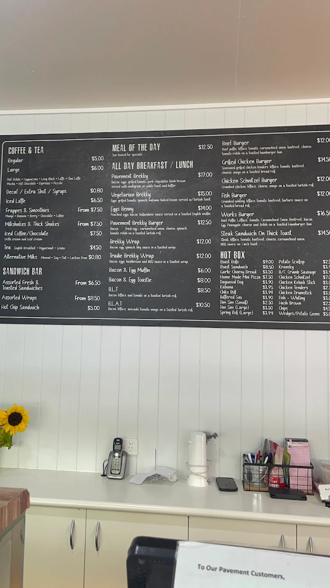 Menu, Pavement Takeaway
