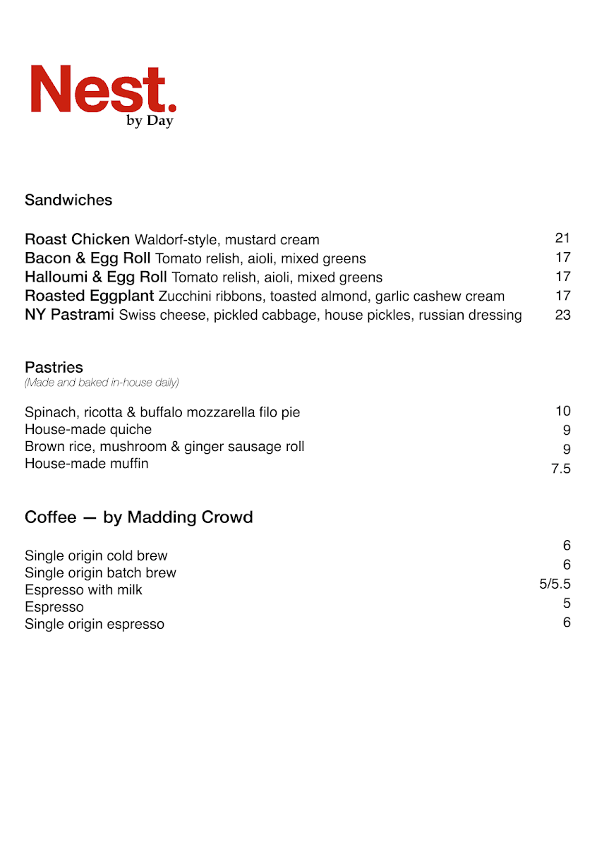 Menu, Nest