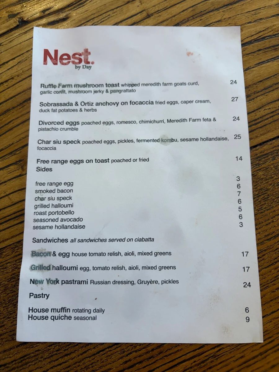 Menu, Nest