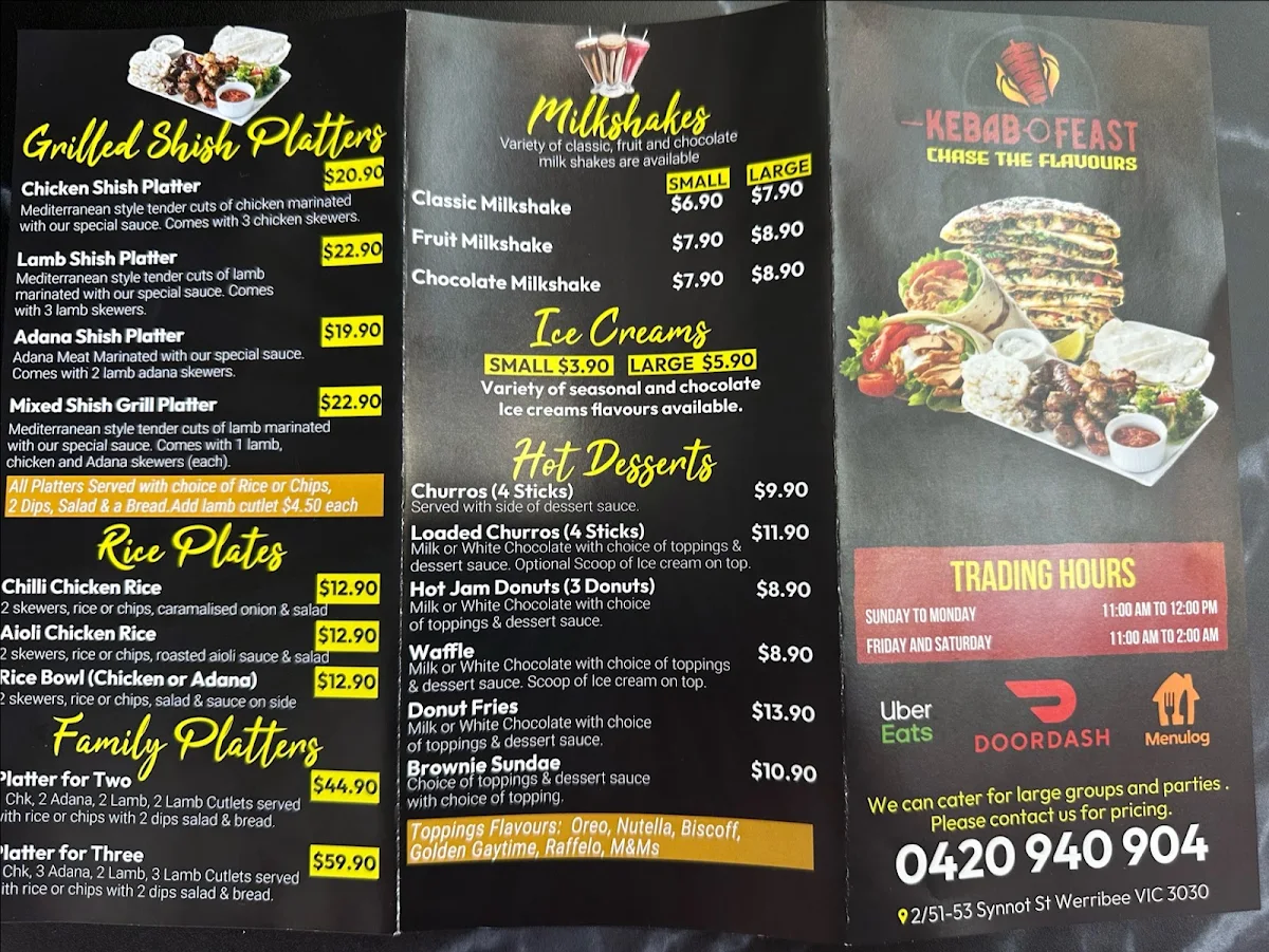 Menu, Kebab Feast