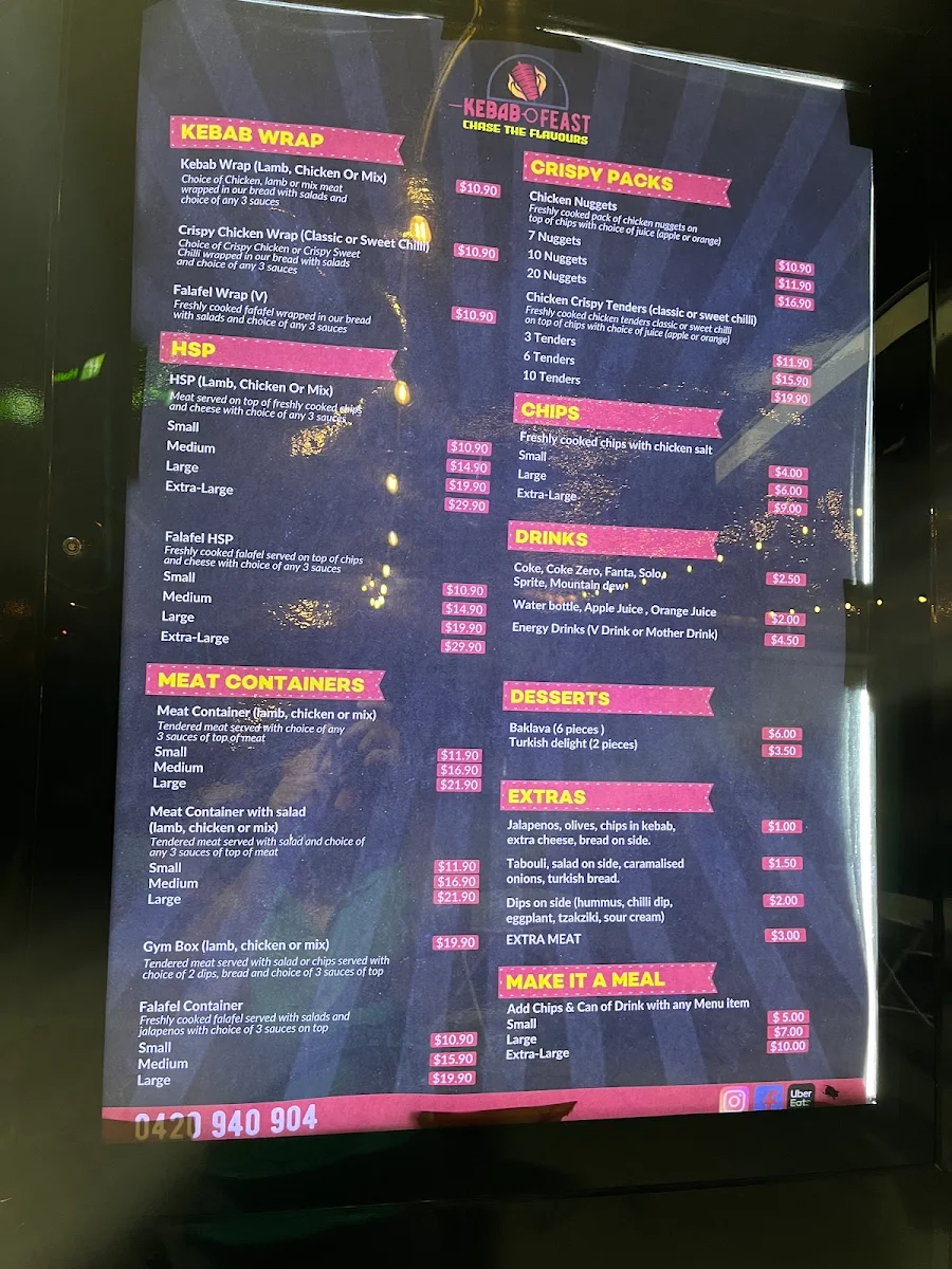 Menu, Kebab Feast