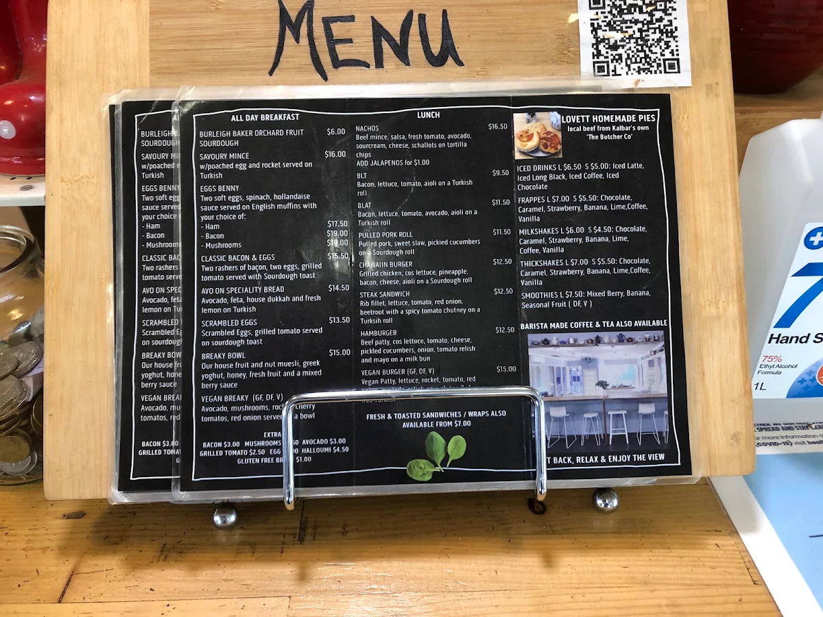 Menu, Lovett at Kalbar