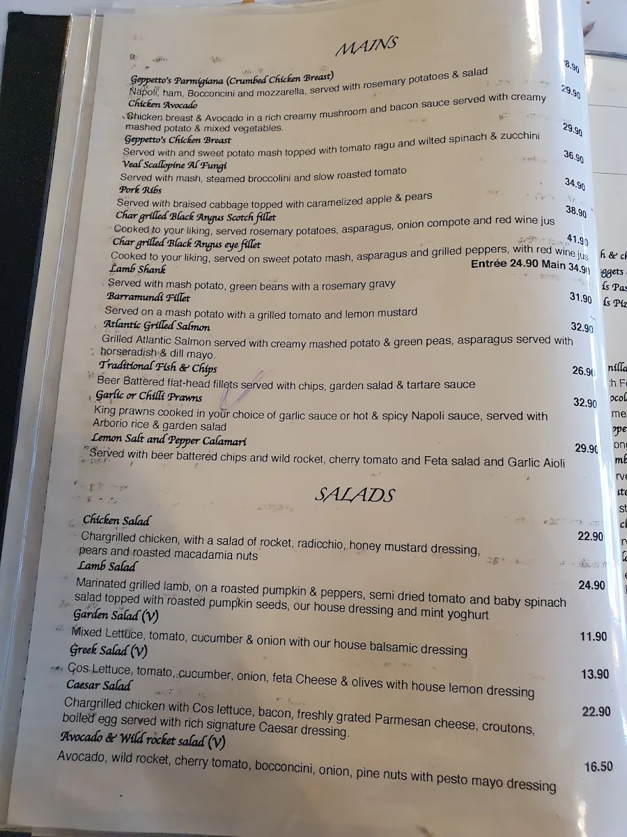 Menu, Geppetto’s