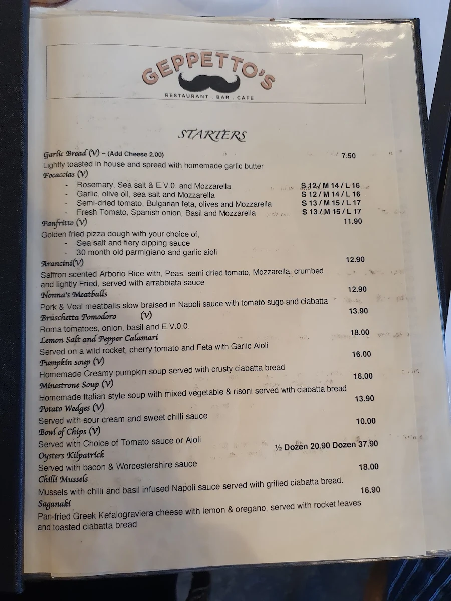Menu, Geppetto’s