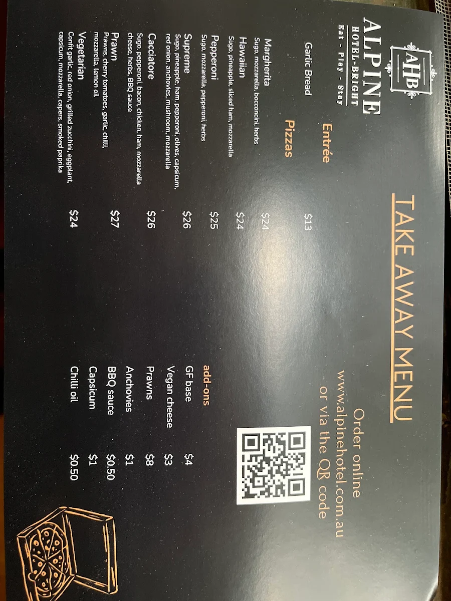 Menu, Alpine Hotel Bright
