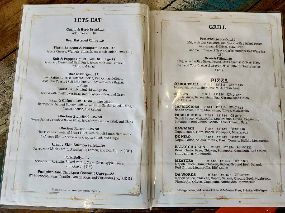 Menu, Alpine Hotel Bright