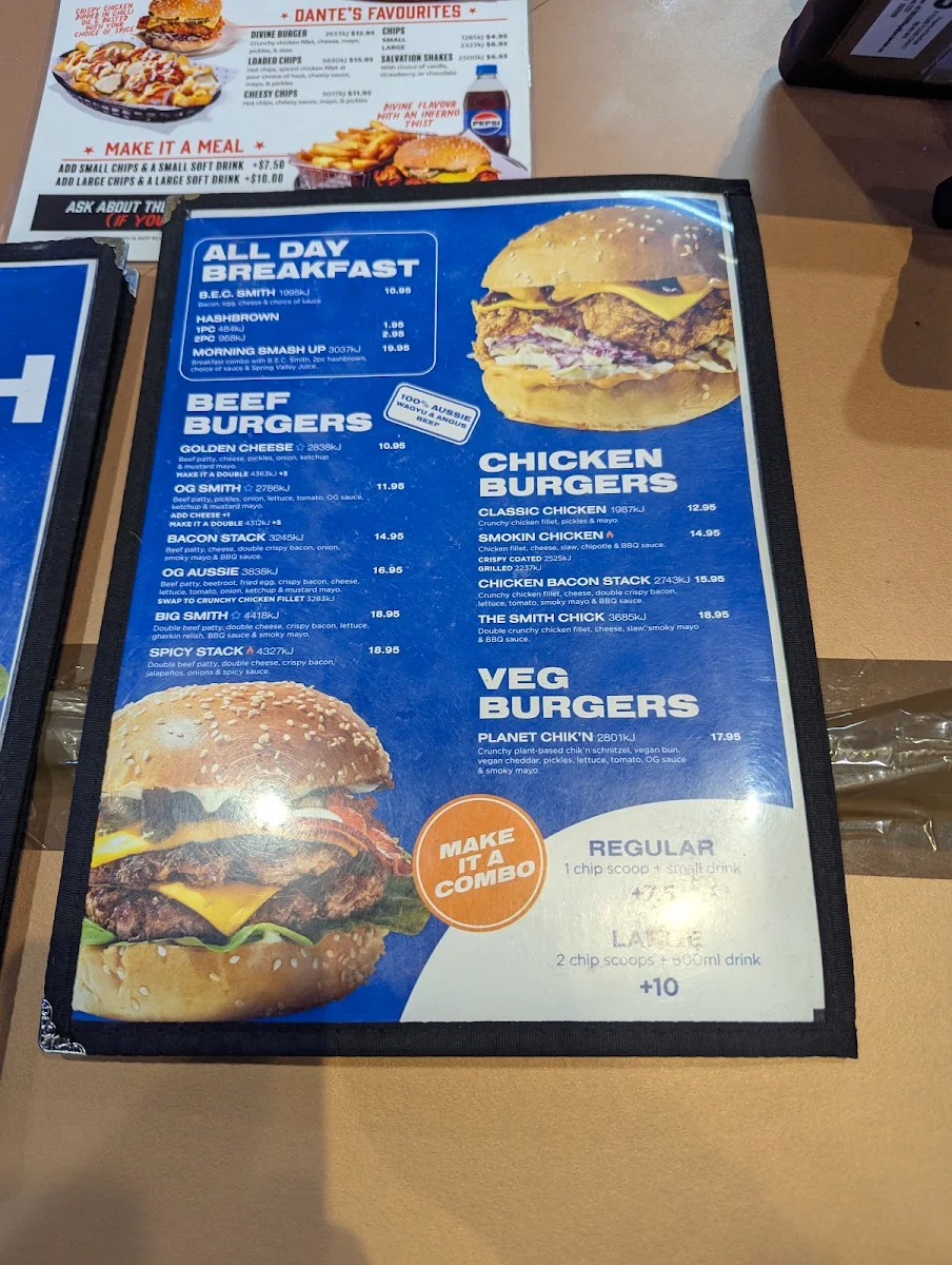 Menu, Pattysmiths Browns Plains