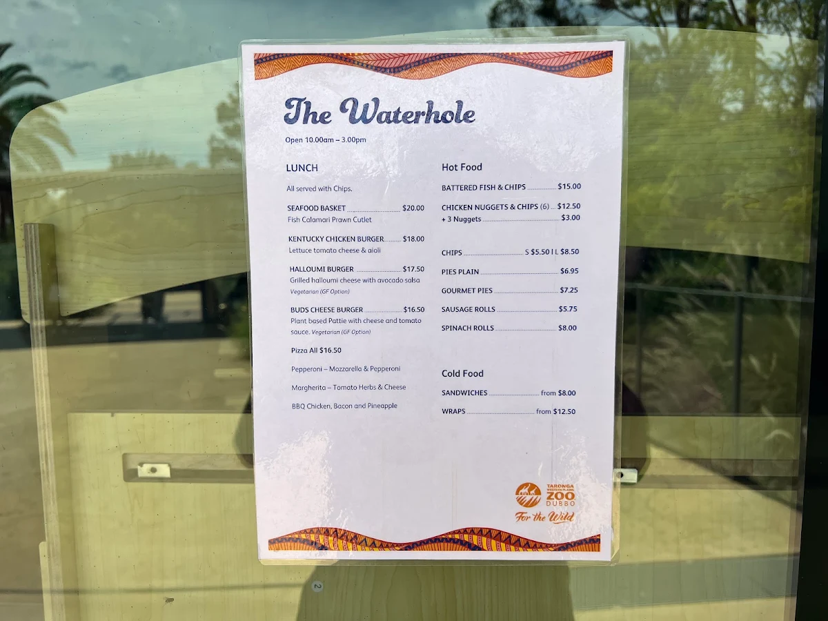 Menu, Waterhole Cafe