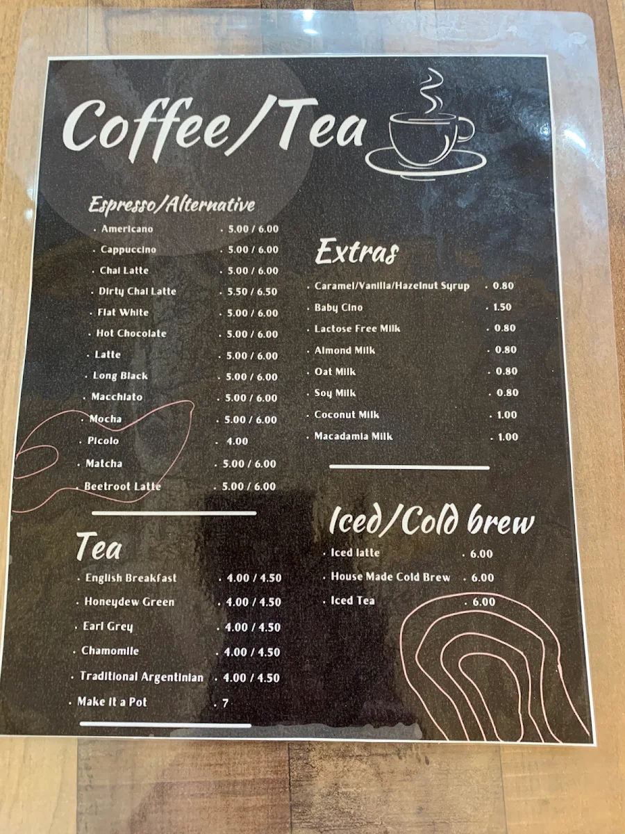 Menu, Cup of Kindness Café