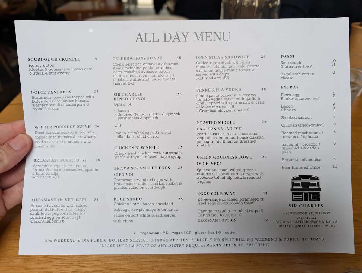Menu, Sir Charles