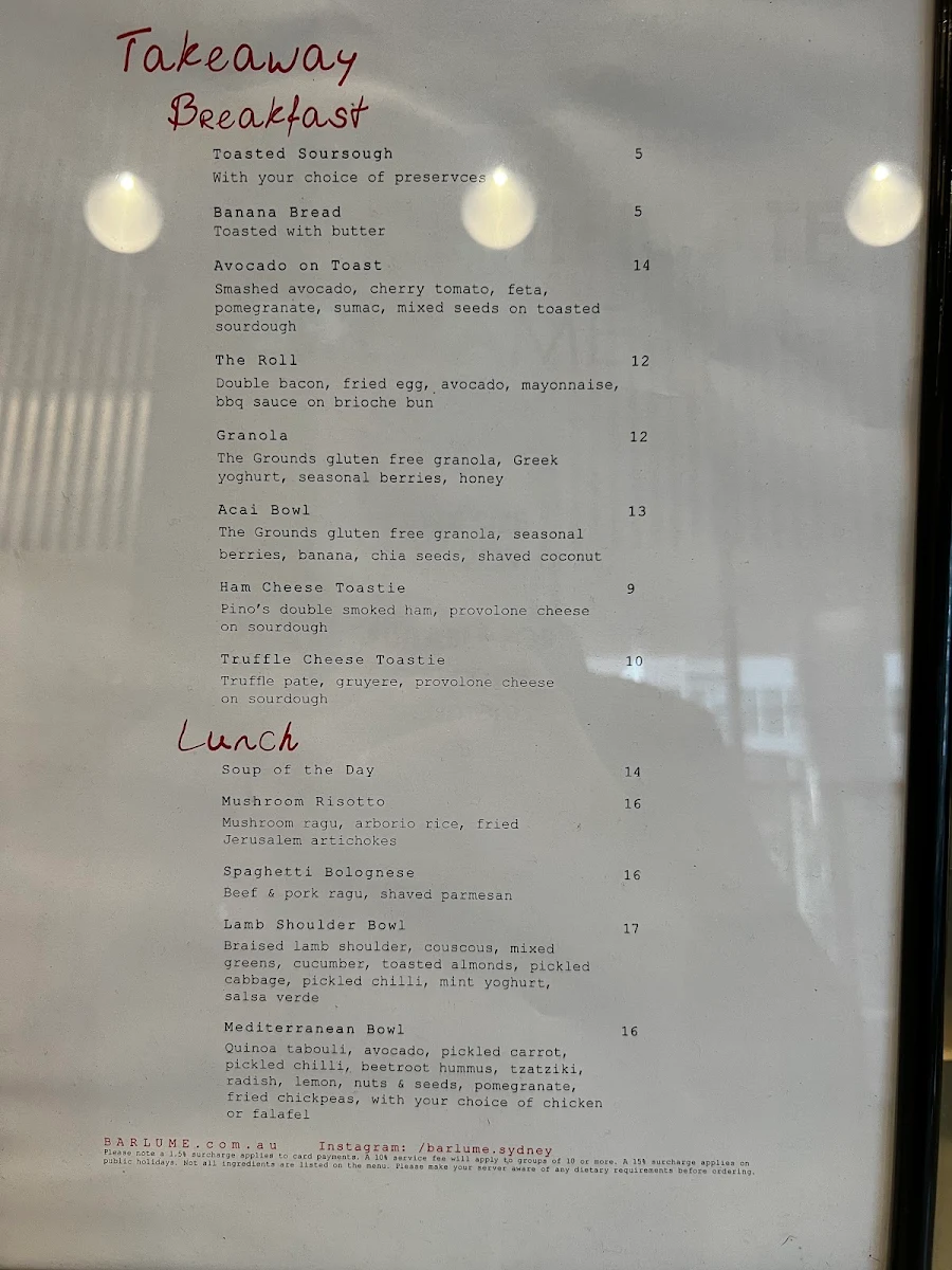 Menu, BarLume