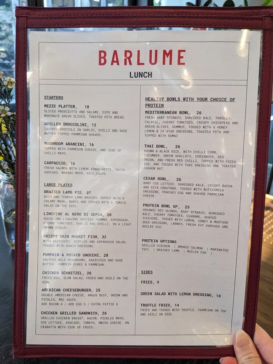 Menu, BarLume