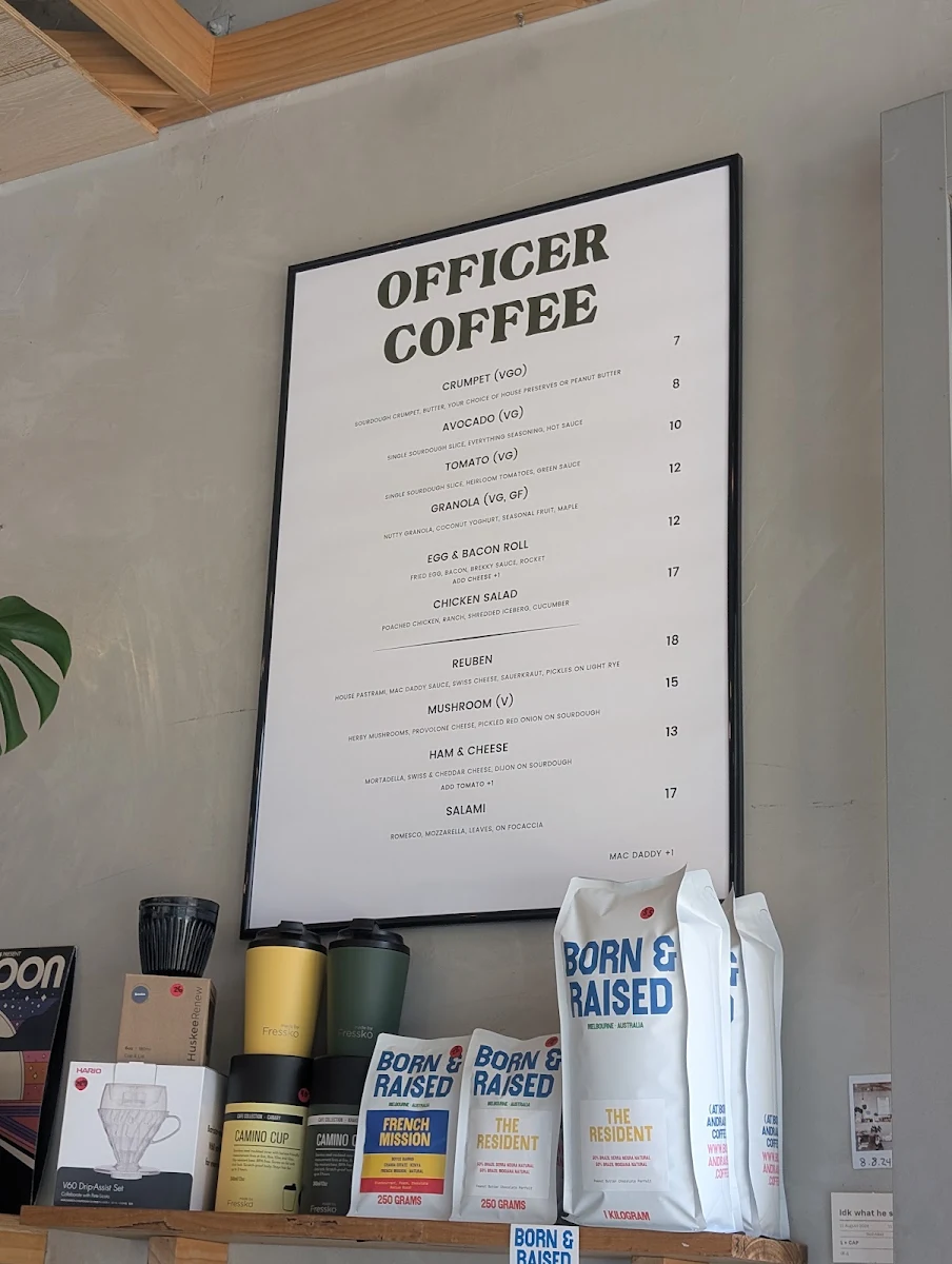 Menu, Officer Coffee