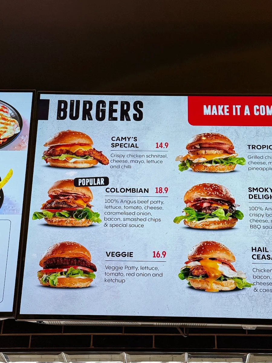 Menu, Camy's Chargrill Chicken Glebe Tramsheds