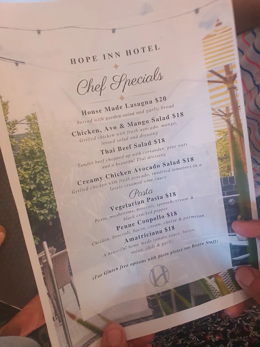 Menu, Hope Inn Hotel