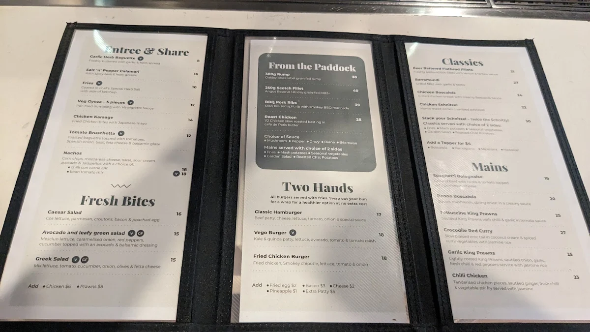 Menu, Crocodile Farm Hotel