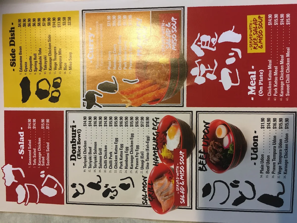 Menu, Donburo