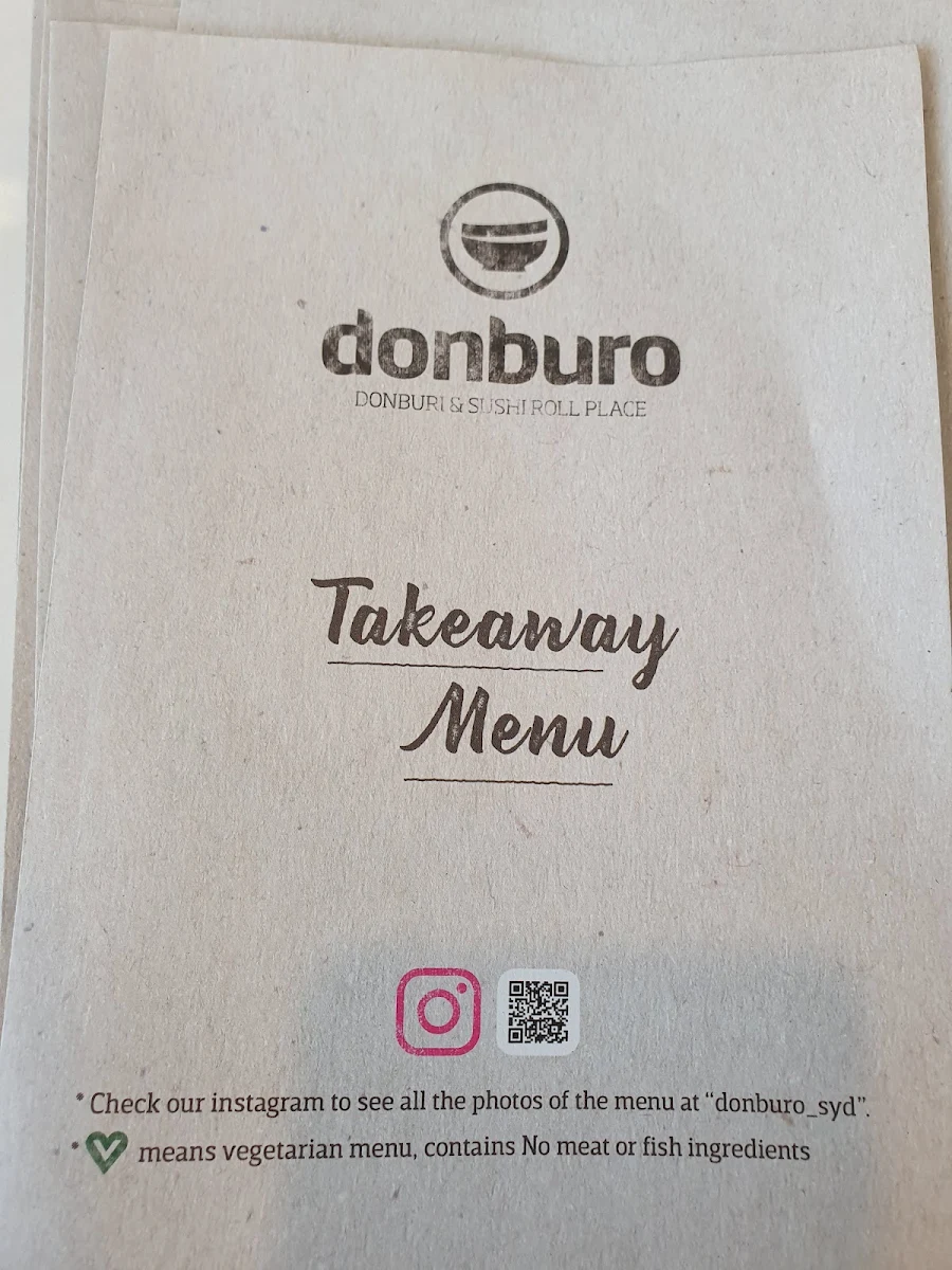 Menu, Donburo