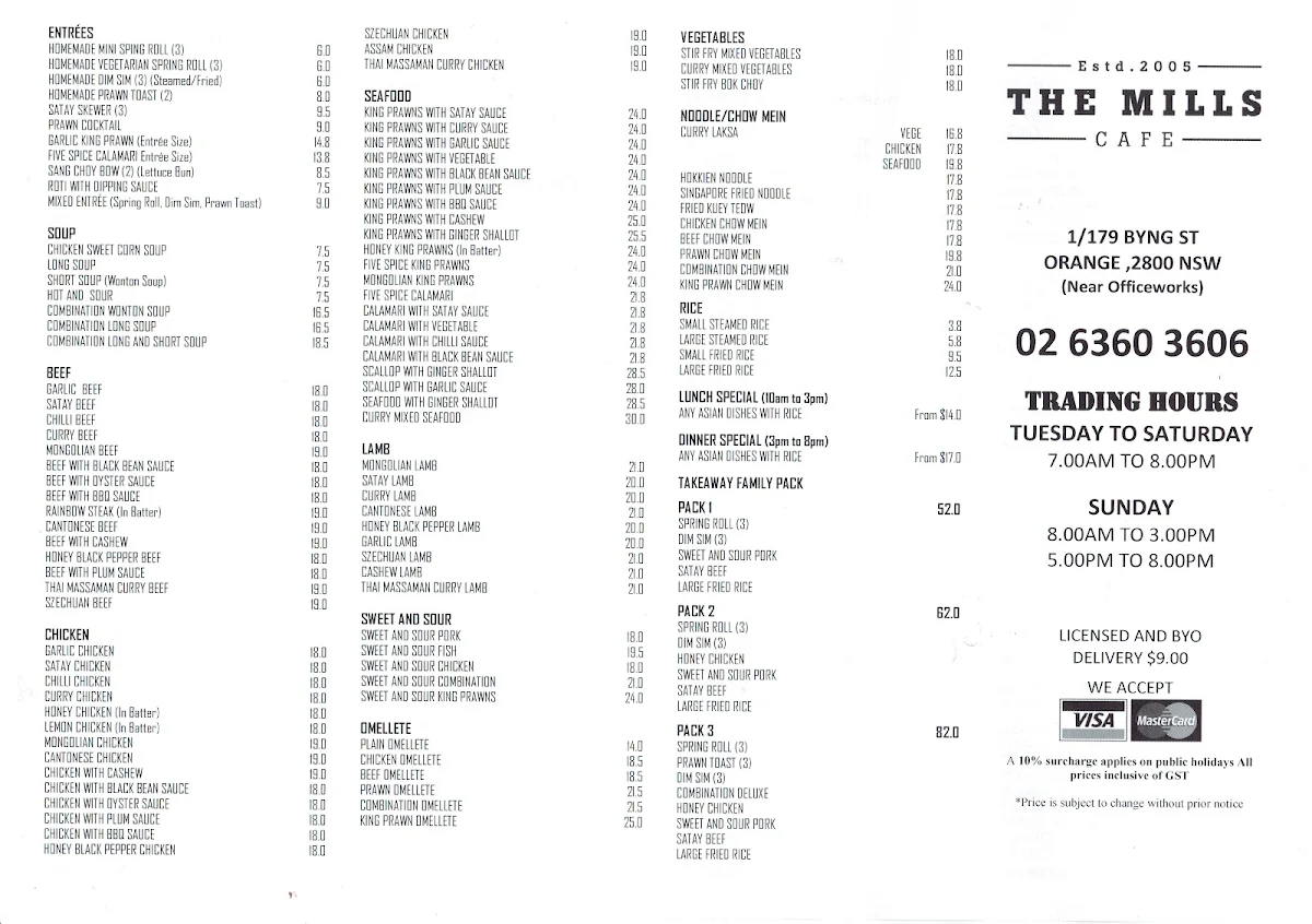 Menu, The Mills